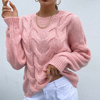 Shop Cable-Knit Round Neck Long Sleeve Sweater Now On Klozey Store - Trendy U.S. Premium Women Apparel & Accessories And Be Up-To-Fashion!