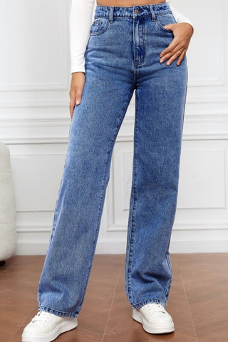 Shop High Waist Straight Jeans Now On Klozey Store - Trendy U.S. Premium Women Apparel & Accessories And Be Up-To-Fashion!