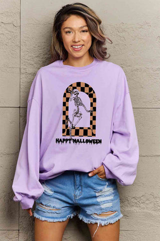 Shop Simply Love Full Size HAPPY HALLOWEEN Graphic Sweatshirt Now On Klozey Store - Trendy U.S. Premium Women Apparel & Accessories And Be Up-To-Fashion!