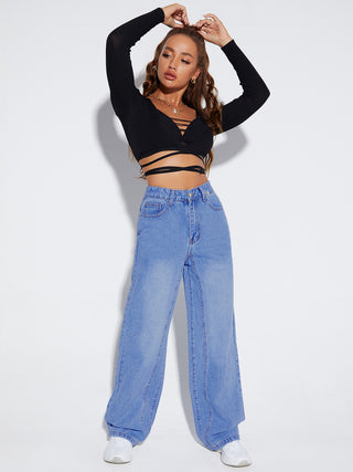 Shop Buttoned Fly Long Jeans Now On Klozey Store - Trendy U.S. Premium Women Apparel & Accessories And Be Up-To-Fashion!