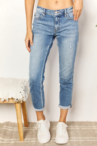 Shop Kancan Full Size Mid Rise Slim Boyfriend Jeans Now On Klozey Store - Trendy U.S. Premium Women Apparel & Accessories And Be Up-To-Fashion!