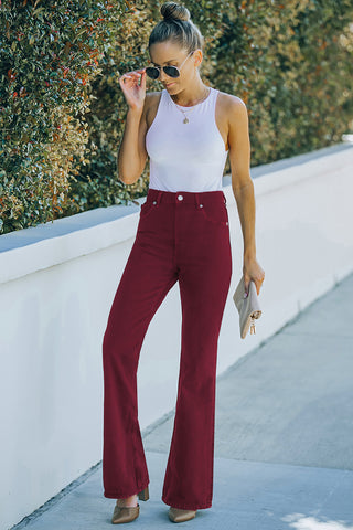 Shop Baeful High Waist Flare Leg Jeans with Pockets Now On Klozey Store - Trendy U.S. Premium Women Apparel & Accessories And Be Up-To-Fashion!