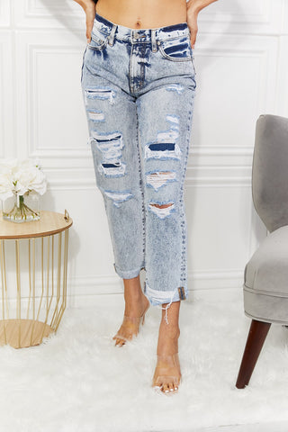 Shop Kancan Kendra High Rise Distressed Straight Jeans Now On Klozey Store - Trendy U.S. Premium Women Apparel & Accessories And Be Up-To-Fashion!