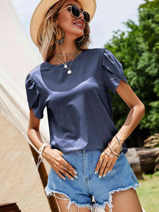 Shop Petal Sleeve Round Neck Top Now On Klozey Store - Trendy U.S. Premium Women Apparel & Accessories And Be Up-To-Fashion!