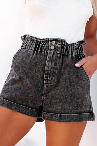 Shop Paperbag Waist Denim Shorts with Pockets Now On Klozey Store - Trendy U.S. Premium Women Apparel & Accessories And Be Up-To-Fashion!