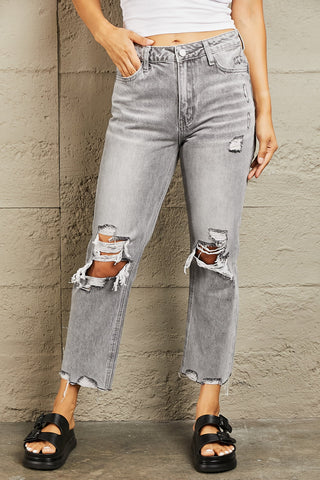 Shop BAYEAS High Waisted Cropped Straight Jeans Now On Klozey Store - Trendy U.S. Premium Women Apparel & Accessories And Be Up-To-Fashion!