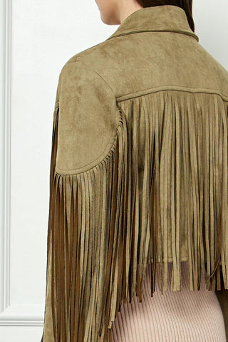 Shop Veveret Suede Fringe Long Sleeve Moto Jacket Now On Klozey Store - Trendy U.S. Premium Women Apparel & Accessories And Be Up-To-Fashion!