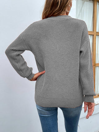 Shop Cutout V-Neck Rib-Knit Sweater Now On Klozey Store - Trendy U.S. Premium Women Apparel & Accessories And Be Up-To-Fashion!