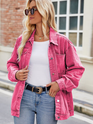 Shop Button Up Denim Jacket with Pockets Now On Klozey Store - Trendy U.S. Premium Women Apparel & Accessories And Be Up-To-Fashion!