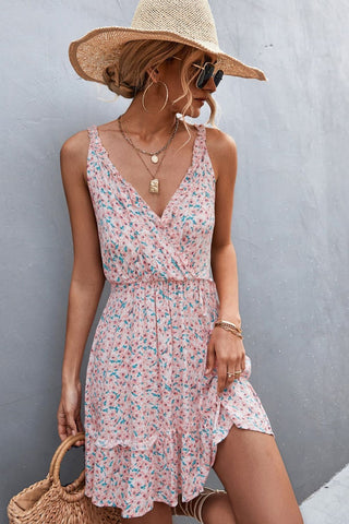 Shop Floral Frill Trim Sleeveless Mini Dress Now On Klozey Store - Trendy U.S. Premium Women Apparel & Accessories And Be Up-To-Fashion!