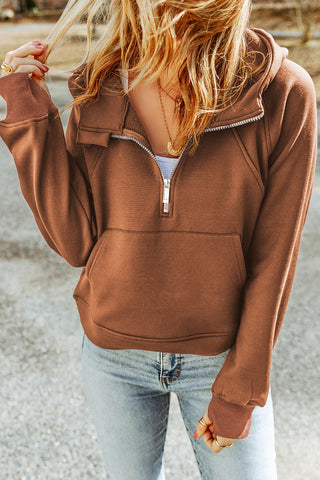 Shop Half-Zip Thumbhole Sleeve Hoodie Now On Klozey Store - Trendy U.S. Premium Women Apparel & Accessories And Be Up-To-Fashion!