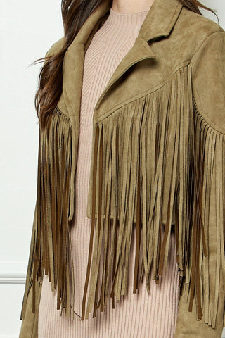 Shop Veveret Suede Fringe Long Sleeve Moto Jacket Now On Klozey Store - Trendy U.S. Premium Women Apparel & Accessories And Be Up-To-Fashion!