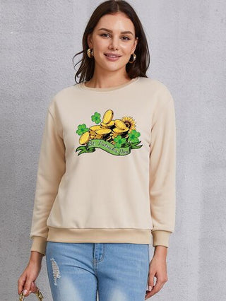 Shop ST. PATRICK'S DAY Graphic Round Neck Sweatshirt Now On Klozey Store - Trendy U.S. Premium Women Apparel & Accessories And Be Up-To-Fashion!