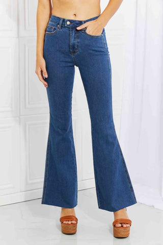 Shop Judy Blue Ava Full Size Cool Denim Tummy Control Flare Now On Klozey Store - Trendy U.S. Premium Women Apparel & Accessories And Be Up-To-Fashion!