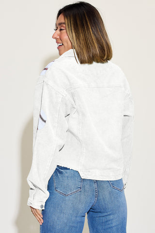 Shop Ball Sequin Dropped Shoulder Raw Hem Jacket Now On Klozey Store - Trendy U.S. Premium Women Apparel & Accessories And Be Up-To-Fashion!