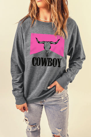 Shop COWBOY Bull Graphic Sweatshirt Now On Klozey Store - Trendy U.S. Premium Women Apparel & Accessories And Be Up-To-Fashion!