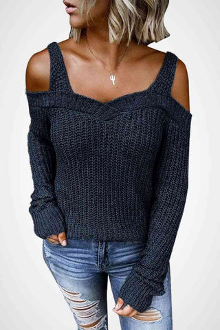 Shop Long Sleeve Cold Shoulder Sweater Now On Klozey Store - Trendy U.S. Premium Women Apparel & Accessories And Be Up-To-Fashion!