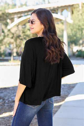 Shop Basic Bae Full Size Round Neck Drop Shoulder T-Shirt Now On Klozey Store - Trendy U.S. Premium Women Apparel & Accessories And Be Up-To-Fashion!