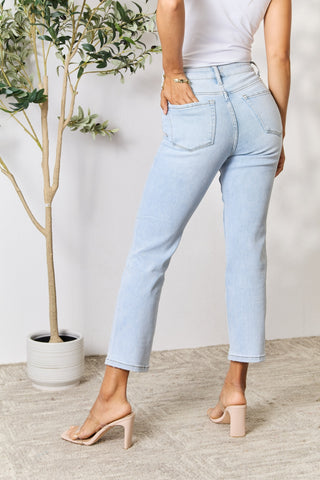 Shop BAYEAS Full Size High Waist Straight Jeans Now On Klozey Store - Trendy U.S. Premium Women Apparel & Accessories And Be Up-To-Fashion!
