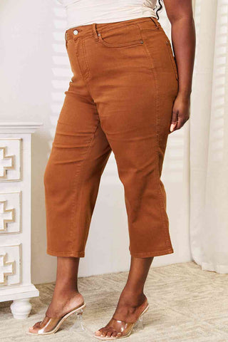 Shop Judy Blue Full Size Tummy Control Garment Dyed Wide Crop Now On Klozey Store - Trendy U.S. Premium Women Apparel & Accessories And Be Up-To-Fashion!