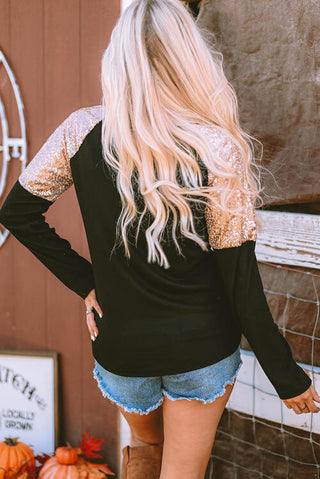 Shop GIVE THANKS BABE Sequin Long Sleeve Blouse Now On Klozey Store - Trendy U.S. Premium Women Apparel & Accessories And Be Up-To-Fashion!