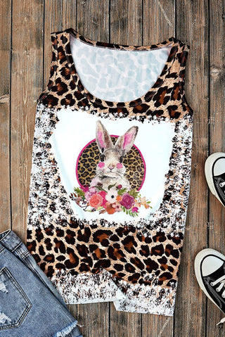Shop Rabbit Leopard Round Neck Tank Now On Klozey Store - Trendy U.S. Premium Women Apparel & Accessories And Be Up-To-Fashion!