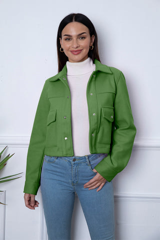 Shop Snap Down Collared Neck Jacket Now On Klozey Store - Trendy U.S. Premium Women Apparel & Accessories And Be Up-To-Fashion!