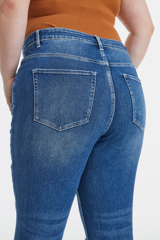 Shop BAYEAS Full Size High Waist Distressed Washed Cropped Mom Jeans Now On Klozey Store - Trendy U.S. Premium Women Apparel & Accessories And Be Up-To-Fashion!