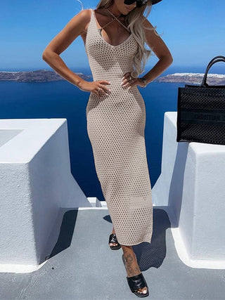 Shop Slit Openwork V-Neck Sleeveless Cover Up Now On Klozey Store - Trendy U.S. Premium Women Apparel & Accessories And Be Up-To-Fashion!