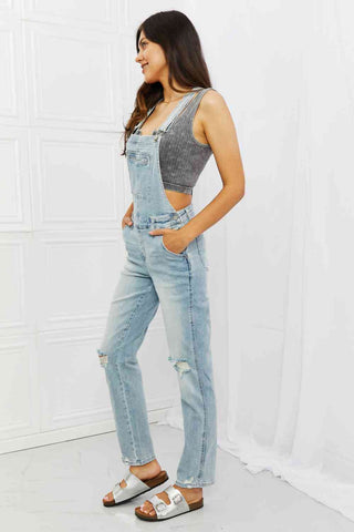 Shop Judy Blue Melina Full Size Distressed Straight Leg Overalls Now On Klozey Store - Trendy U.S. Premium Women Apparel & Accessories And Be Up-To-Fashion!