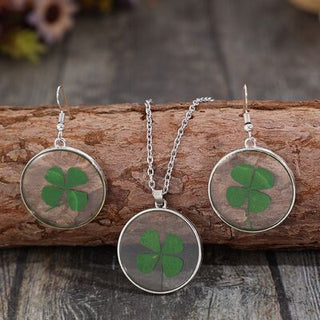 Shop Lucky Clover Alloy Acrylic Earrings and Necklace Jewelry Set Now On Klozey Store - Trendy U.S. Premium Women Apparel & Accessories And Be Up-To-Fashion!