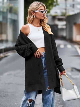 Shop Long Sleeve Waffle-Knit Cardigan Now On Klozey Store - Trendy U.S. Premium Women Apparel & Accessories And Be Up-To-Fashion!