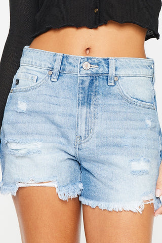 Shop Kancan High Waist Frayed Denim Shorts Now On Klozey Store - Trendy U.S. Premium Women Apparel & Accessories And Be Up-To-Fashion!