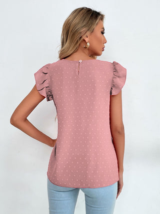 Shop Swiss Dot Cap Sleeve Blouse Now On Klozey Store - Trendy U.S. Premium Women Apparel & Accessories And Be Up-To-Fashion!