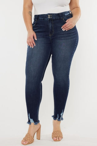 Shop Kancan Full Size Cat's Whiskers Raw Hem High Waist Jeans Now On Klozey Store - Trendy U.S. Premium Women Apparel & Accessories And Be Up-To-Fashion!