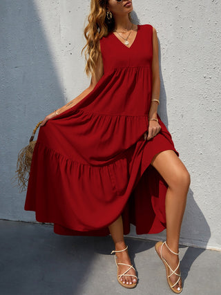 Shop Tiered V-Neck Sleeve Dress Now On Klozey Store - Trendy U.S. Premium Women Apparel & Accessories And Be Up-To-Fashion!