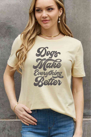Shop Simply Love Full Size DOGS MAKE EVERTHING BETTER Graphic Cotton Tee Now On Klozey Store - Trendy U.S. Premium Women Apparel & Accessories And Be Up-To-Fashion!