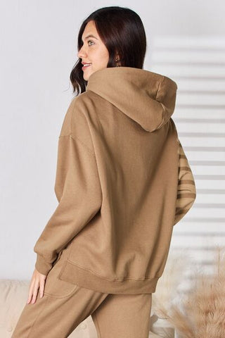 Shop RISEN Drawstring Drop Shoulder Long Sleeve Hoodie Now On Klozey Store - Trendy U.S. Premium Women Apparel & Accessories And Be Up-To-Fashion!
