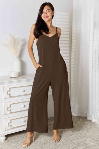 Shop Basic Bae Full Size Spaghetti Strap V-Neck Jumpsuit Now On Klozey Store - Trendy U.S. Premium Women Apparel & Accessories And Be Up-To-Fashion!