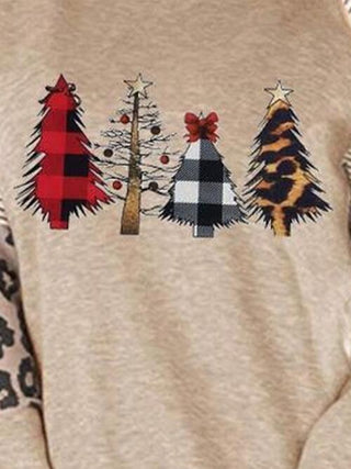 Shop Christmas Tree Graphic Striped Long Sleeve Sweatshirt Now On Klozey Store - Trendy U.S. Premium Women Apparel & Accessories And Be Up-To-Fashion!