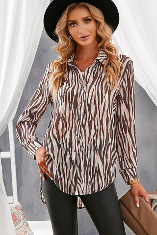 Shop Animal Print Curved Hem Shirt Now On Klozey Store - Trendy U.S. Premium Women Apparel & Accessories And Be Up-To-Fashion!