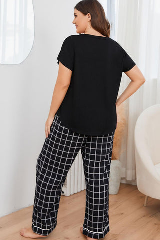 Shop Plus Size V-Neck Top and Plaid Pants Lounge Set Now On Klozey Store - Trendy U.S. Premium Women Apparel & Accessories And Be Up-To-Fashion!