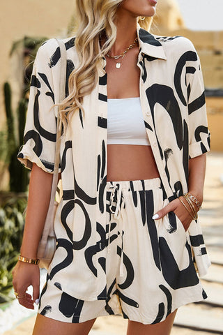 Shop Printed Dropped Shoulder Shirt and Shorts Set Now On Klozey Store - Trendy U.S. Premium Women Apparel & Accessories And Be Up-To-Fashion!