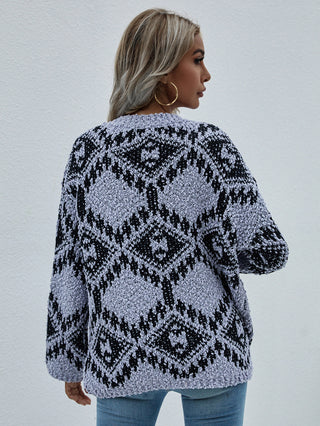 Shop Geometric Print Chunky Knit Sweater Now On Klozey Store - Trendy U.S. Premium Women Apparel & Accessories And Be Up-To-Fashion!