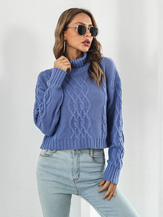 Shop Turtleneck Dropped Shoulder Sweater Now On Klozey Store - Trendy U.S. Premium Women Apparel & Accessories And Be Up-To-Fashion!