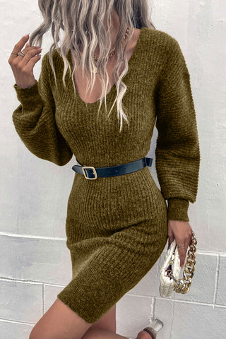Shop Ribbed Long Sleeve Sweater Dress Now On Klozey Store - Trendy U.S. Premium Women Apparel & Accessories And Be Up-To-Fashion!