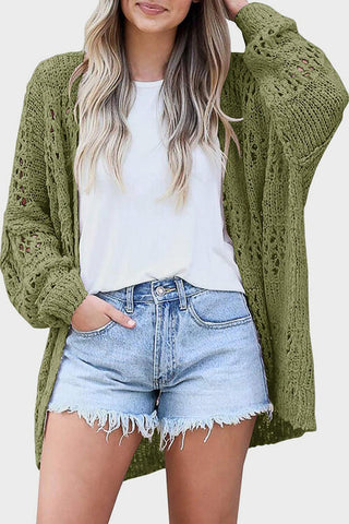 Shop Openwork Open Front Long Sleeve Cardigan Now On Klozey Store - Trendy U.S. Premium Women Apparel & Accessories And Be Up-To-Fashion!
