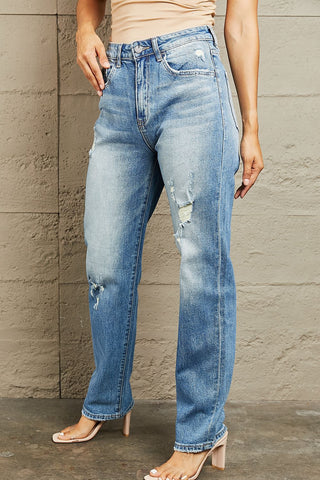 Shop BAYEAS High Waisted Straight Jeans Now On Klozey Store - Trendy U.S. Premium Women Apparel & Accessories And Be Up-To-Fashion!