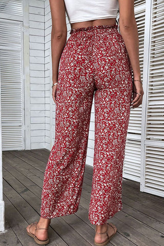 Shop Ditsy Floral Slit Paperbag Waist Wide Leg Pants Now On Klozey Store - Trendy U.S. Premium Women Apparel & Accessories And Be Up-To-Fashion!