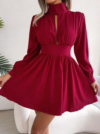 Shop Cutout Turtleneck A-Line Mini Dress Now On Klozey Store - Trendy U.S. Premium Women Apparel & Accessories And Be Up-To-Fashion!